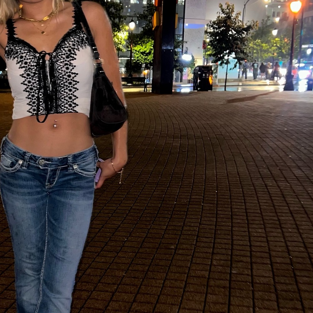 La senza pushup tie up lace corset top